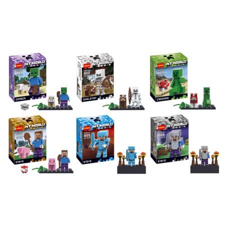 JISI 801 802 803 804 805 806 non  6 NHÂN VẬT NHỎ bộ đồ chơi xếp lắp ráp ghép mô hình Minecraft MY WORLD Game Xây Dựng