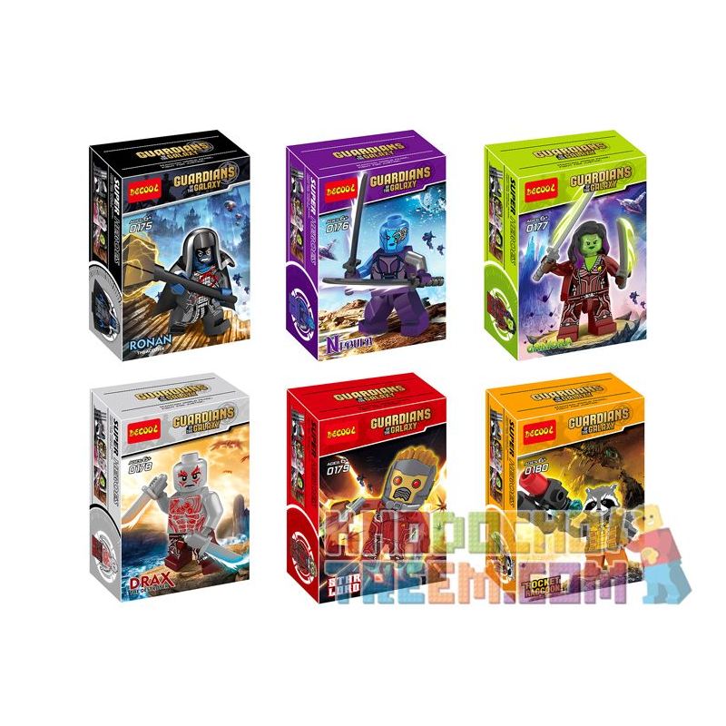 JISI 0175 0176 0177 0178 0179 0180 non  GUARDIANS OF THE GALAXY MINIFIGURE 6 bộ đồ chơi xếp lắp ráp ghép mô hình Super Heroes Siêu Nhân Anh Hùng