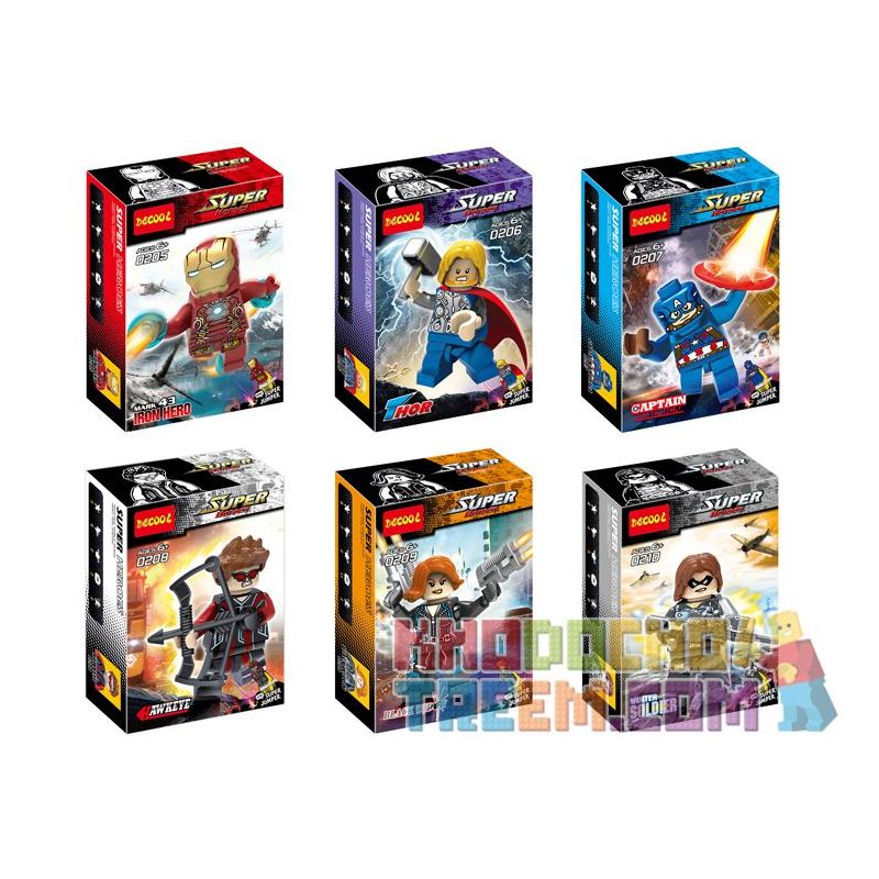 JISI 0205 0206 0207 0208 0209 0210 non  AVENGERS 2 MINIFIGURE 6 MÔ HÌNH bộ đồ chơi xếp lắp ráp ghép mô hình Super Heroes Siêu Nhân Anh Hùng
