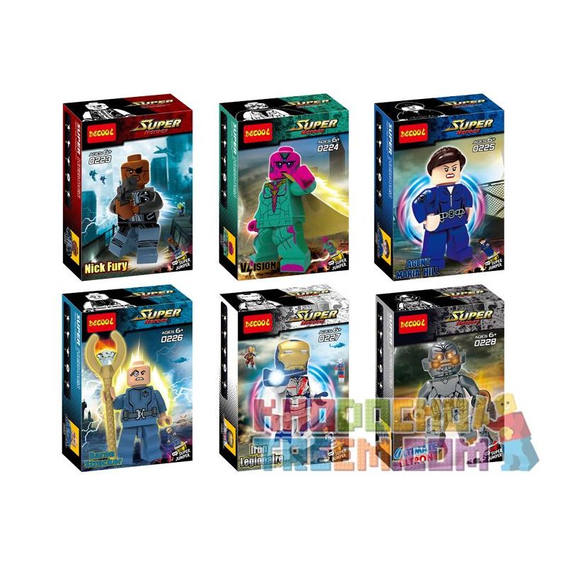 JISI 0223 0224 0225 0226 0227 0228 non  SIÊU ANH HÙNG MINIFIGURE 6 bộ đồ chơi xếp lắp ráp ghép mô hình Super Heroes Siêu Nhân Anh Hùng