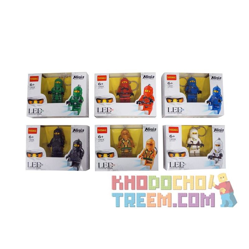 JISI 1301 1302 1303 1304 1305 1306 non  MÓC KHÓA MINIFIGURE PHÁT SÁNG 6 KIỂU bộ đồ chơi xếp lắp ráp ghép mô hình The  Ninjago Movie LIGHT KEY CHAIN Ninja Lốc Xoáy