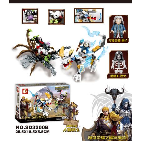SEMBO WEKKI VIGGI SD3200B 3200B non  THE NETHER HORDE OF GLORY SAINT MAGISTER-MIRREN VS. SKELETON KING-KOMPAN bộ đồ chơi xếp lắp ráp ghép mô hình Chronicles Of The Ghostly Tribe GHOST TRIBES Bộ Tộc Ma 210 khối