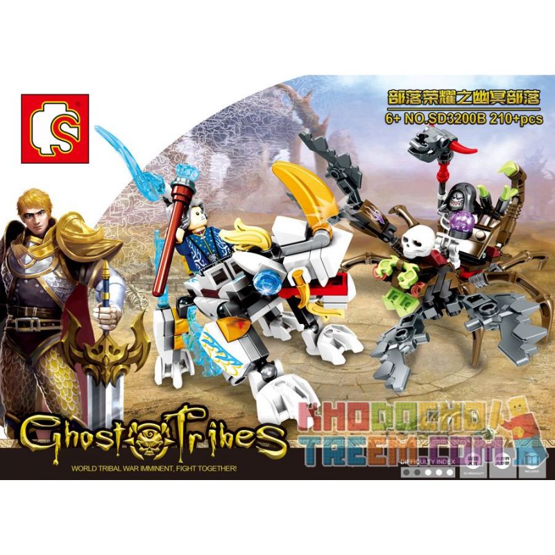 SEMBO WEKKI VIGGI SD3200B 3200B non  THE NETHER HORDE OF GLORY SAINT MAGISTER-MIRREN VS. SKELETON KING-KOMPAN bộ đồ chơi xếp lắp ráp ghép mô hình Chronicles Of The Ghostly Tribe GHOST TRIBES Bộ Tộc Ma 210 khối