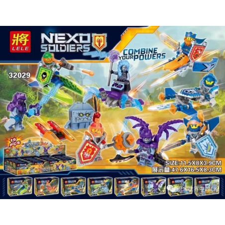 LELE 32029 non  HIỆP SĨ TƯƠNG LAI MINIFIGURE 8 bộ đồ chơi xếp lắp ráp ghép mô hình Nexo Knights NEXO SOLDIERS Hiệp Sỹ Nexo