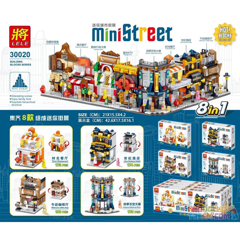 LELE 30020 non  CHẾ ĐỘ XEM PHỐ MINI THÀNH bộ đồ chơi xếp lắp ráp ghép mô hình Mini Modular MINI STREET Đường Phố Thu Nhỏ