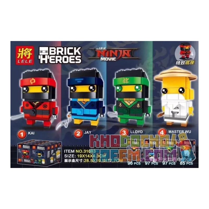 LELE 31083-2 non  NHÀ TÙ bộ đồ chơi xếp lắp ráp ghép mô hình Brickheadz BRICKHEADZ JAY Nhân Vật Đầu To 97 khối