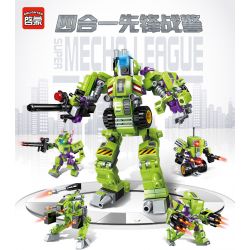 Enlighten 1802 Qman 1802 non  FOUR IN ONE VANGUARD bộ đồ chơi xếp lắp ráp ghép mô hình Transformers SUPER MECHA LEAGUE Robot Đại Chiến Người Máy Biến Hình 253 khối