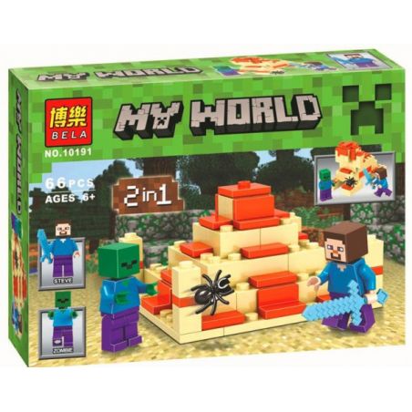 Bela 10191 Lari 10191 non  NGÔI ĐỀN bộ đồ chơi xếp lắp ráp ghép mô hình Minecraft MY WORLD Game Xây Dựng 66 khối