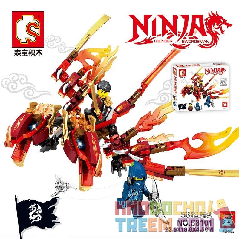 SHENG YUAN SY S8101 8101 non  RỒNG LỬA THUNDERBOLT bộ đồ chơi xếp lắp ráp ghép mô hình The  Ninjago Movie NINJA THUNDER SWORDSMAN Ninja Lốc Xoáy 176 khối