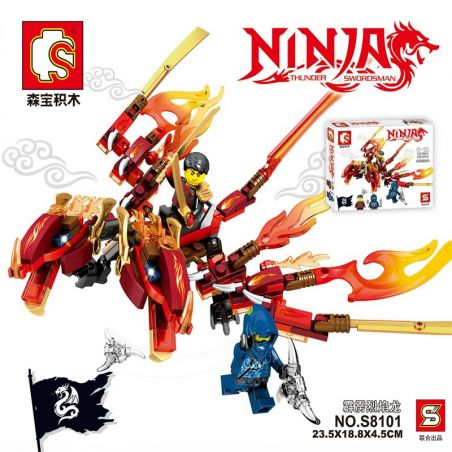 SHENG YUAN SY S8101 8101 non  RỒNG LỬA THUNDERBOLT bộ đồ chơi xếp lắp ráp ghép mô hình The  Ninjago Movie NINJA THUNDER SWORDSMAN Ninja Lốc Xoáy 176 khối