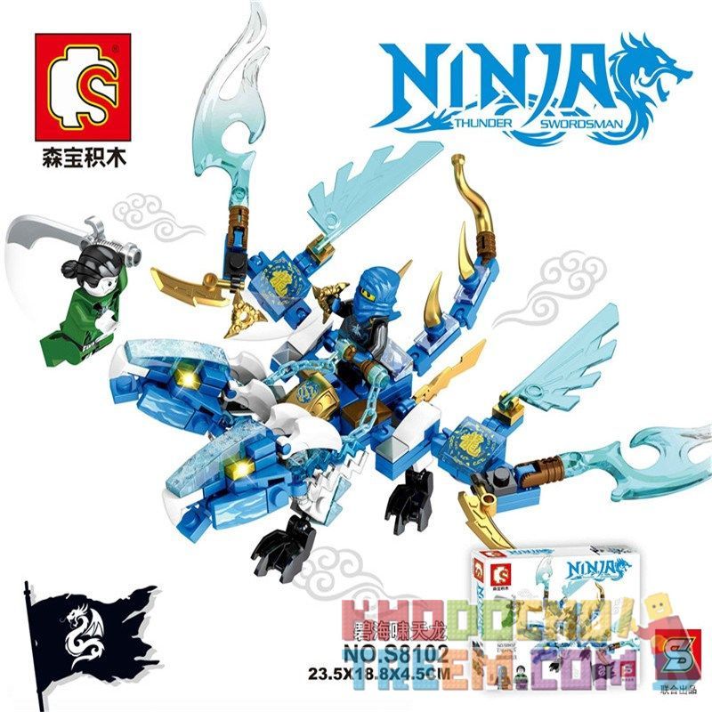 SHENG YUAN SY S8102 8102 non  NGỌC RỒNG TSUNAMI bộ đồ chơi xếp lắp ráp ghép mô hình The  Ninjago Movie NINJA THUNDER SWORDSMAN Ninja Lốc Xoáy 176 khối