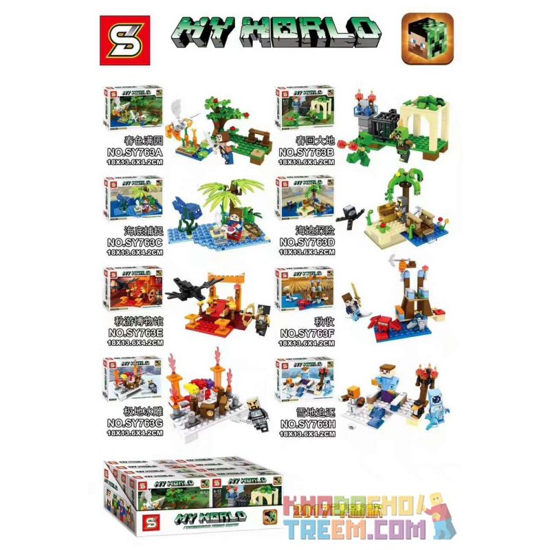 SHENG YUAN SY SY763A 763A SY763B 763B SY763C 763C SY763D 763D SY763E 763E SY763F 763F SY763G 763G SY763H 763H non  8 CẢNH NHỎ TRONG BỐN MÙA bộ đồ chơi xếp lắp ráp ghép mô hình Minecraft MY WORLD Game Xây Dựng