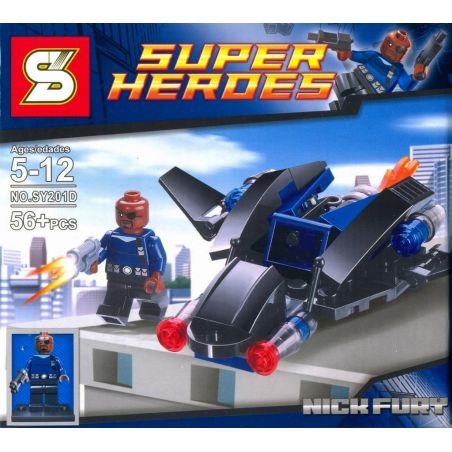 SHENG YUAN SY SY201D 201D non  CYCLOPS NICK FURY bộ đồ chơi xếp lắp ráp ghép mô hình Super Heroes Siêu Nhân Anh Hùng 56 khối