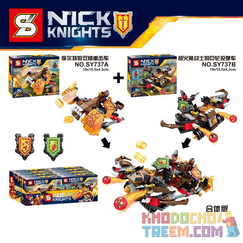 SHENG YUAN SY SY737A 737A non  BÚA ĐÔI TẤN CÔNG NẶNG NỀ CỦA MORT bộ đồ chơi xếp lắp ráp ghép mô hình Nexo Knights NICK KNIGHTS MOLTO'S LAVA SMASHER Hiệp Sỹ Nexo 119 khối