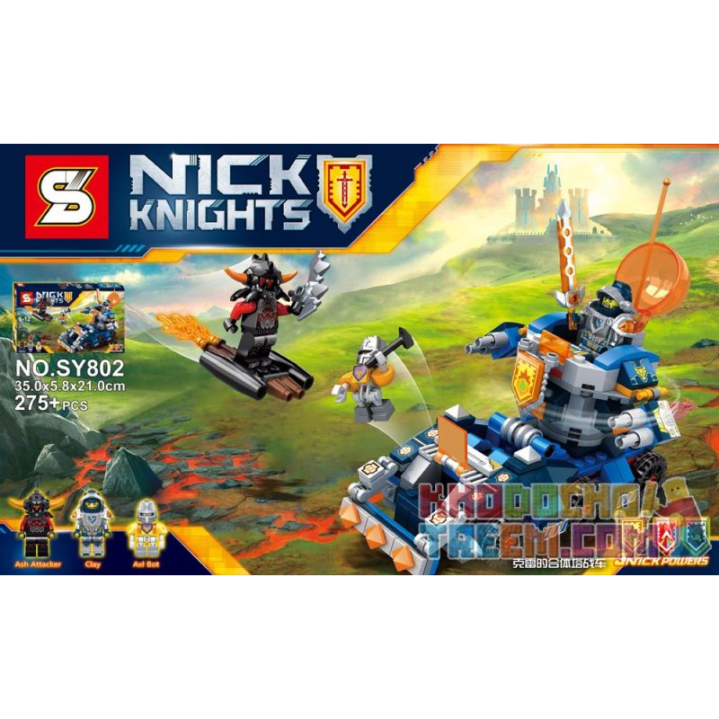 SHENG YUAN SY SY802 non  XE TĂNG THÁP KẾT HỢP ĐẤT SÉT bộ đồ chơi xếp lắp ráp ghép mô hình Nexo Knights CLAY'S TOWER CARRIER Hiệp Sỹ Nexo 275 khối