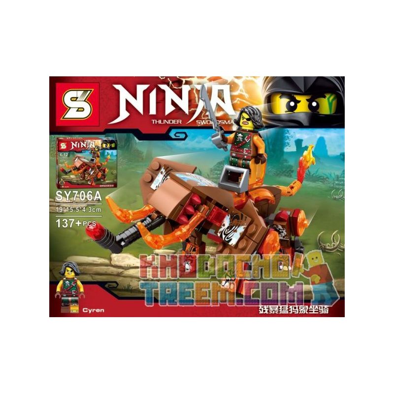 SHENG YUAN SY SY706A 706A non  NÚI MAMMOTH TÀN BẠO bộ đồ chơi xếp lắp ráp ghép mô hình The  Ninjago Movie CYREN & MAMMOTH Ninja Lốc Xoáy 137 khối