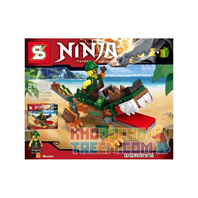 SHENG YUAN SY SY706B 706B non  CON CÁ SẤU HUNG DỮ bộ đồ chơi xếp lắp ráp ghép mô hình The  Ninjago Movie BUCKO & CROCODILE Ninja Lốc Xoáy 108 khối