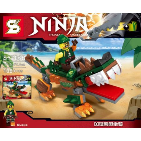 SHENG YUAN SY SY706B 706B non  CON CÁ SẤU HUNG DỮ bộ đồ chơi xếp lắp ráp ghép mô hình The  Ninjago Movie BUCKO & CROCODILE Ninja Lốc Xoáy 108 khối