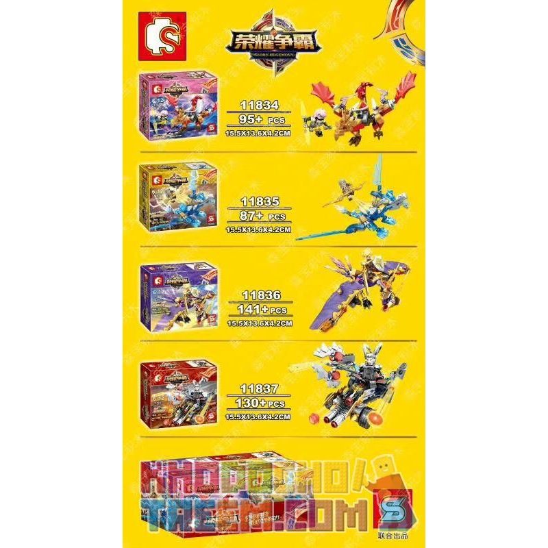 SHENG YUAN SY 11834 11835 11836 11837 non  GẮN XE 4 LOẠI bộ đồ chơi xếp lắp ráp ghép mô hình King Of Glory Hegemony Game Liên Quân 453 khối