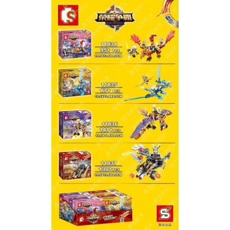 SHENG YUAN SY 11834 11835 11836 11837 non  GẮN XE 4 LOẠI bộ đồ chơi xếp lắp ráp ghép mô hình King Of Glory Hegemony Game Liên Quân 453 khối