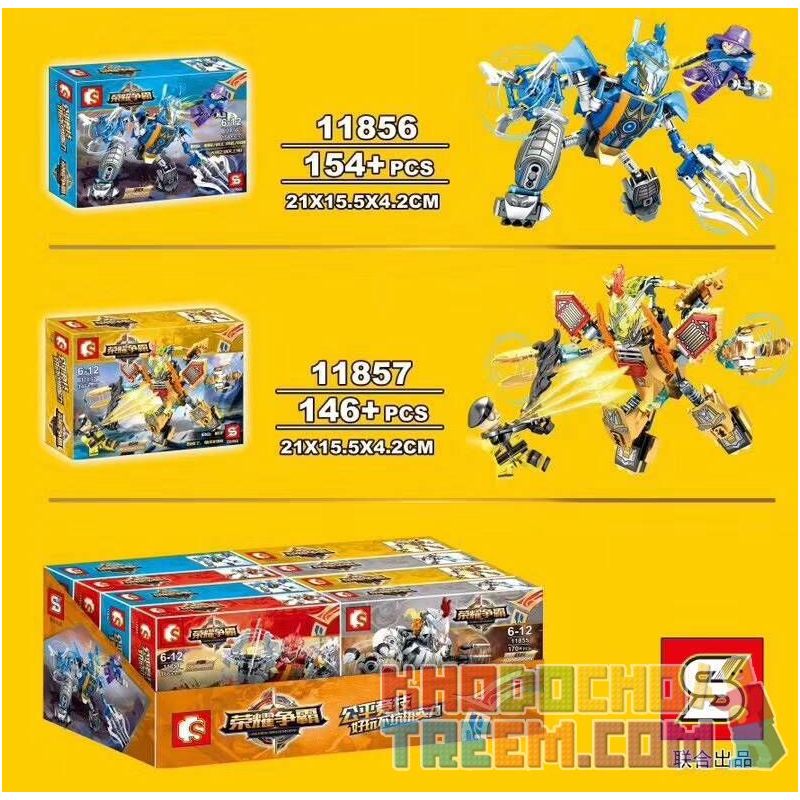 SHENG YUAN SY 11854 11855 11856 11857 non  WARFRAME 4 KIỂU bộ đồ chơi xếp lắp ráp ghép mô hình King Of Glory Hegemony Game Liên Quân 636 khối