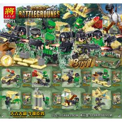 LELE 36011 non  8 CẢNH NHỎ NHỎ bộ đồ chơi xếp lắp ráp ghép mô hình Pubg Battlegrounds Bắn Súng 282 khối