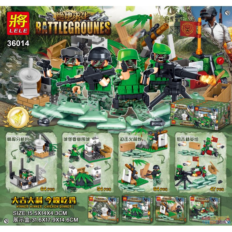 LELE 36014 non  MINIFIGURES 4 KIỂU bộ đồ chơi xếp lắp ráp ghép mô hình Pubg Battlegrounds Bắn Súng 229 khối