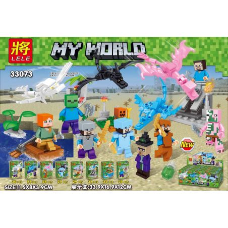 LELE 33073 non  8 CẢNH NHỎ NHỎ bộ đồ chơi xếp lắp ráp ghép mô hình Minecraft MY WORLD Game Xây Dựng 232 khối