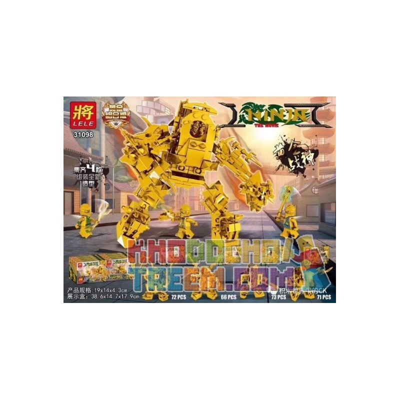 LELE 31098 non  PHIÊN BẢN KẾT HỢP VÀNG GOLD ARES 4 bộ đồ chơi xếp lắp ráp ghép mô hình The  Ninjago Movie Ninja Lốc Xoáy 282 khối