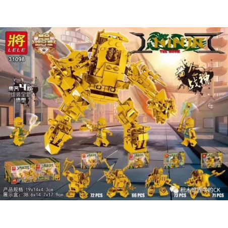 LELE 31098 non  PHIÊN BẢN KẾT HỢP VÀNG GOLD ARES 4 bộ đồ chơi xếp lắp ráp ghép mô hình The  Ninjago Movie Ninja Lốc Xoáy 282 khối