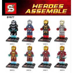 SHENG YUAN SY SY677 non  IRON MAN MINIFIGURE PATRIOT WAR MACHINE MK46MK1 8 bộ đồ chơi xếp lắp ráp ghép mô hình Super Heroes HEROES ASSEMBLE Siêu Nhân Anh Hùng
