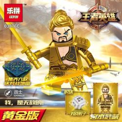 LEPIN 03076A 03076B 03076C 03076D 03076E 03076F non  MINIFIGURES 6 PHIÊN BẢN NÂNG CẤP VÀNG bộ đồ chơi xếp lắp ráp ghép mô hình King Of Glory Hegemony KING HERO Game Liên Quân 200 khối