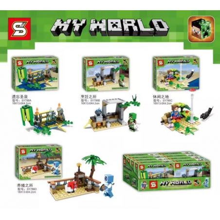SHENG YUAN SY SY786A 786A SY786B 786B SY786C 786C SY786D 786D non  4 CẢNH NHỎ bộ đồ chơi xếp lắp ráp ghép mô hình Minecraft MY WORLD Game Xây Dựng