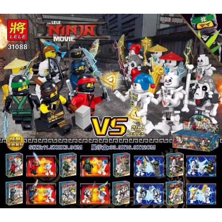LELE 31088 non  NINJA VS. SKELETON bộ đồ chơi xếp lắp ráp ghép mô hình The  Ninjago Movie THE LELE NINJA MOVIE Ninja Lốc Xoáy