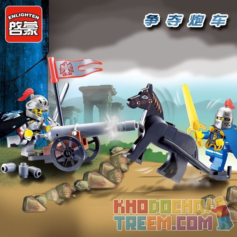 Enlighten 1012 Qman 1012 non  TRANH GIÀNH PHÁO bộ đồ chơi xếp lắp ráp ghép mô hình Medieval Castle CASTLE KNIGHTS FIGHTING Chiến Tranh Trung Cổ 42 khối