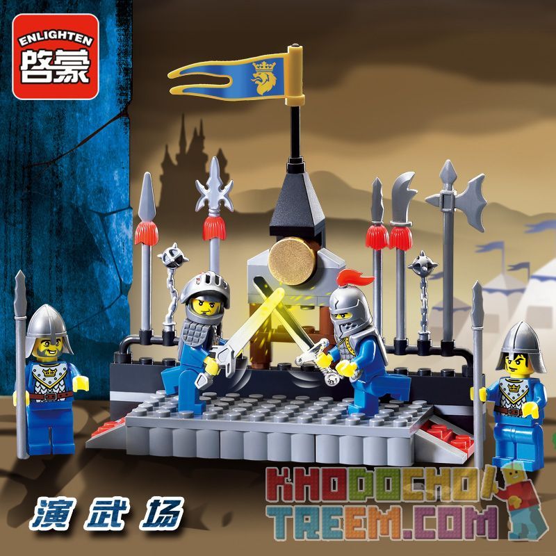 Enlighten 1014 Qman 1014 non  LĨNH VỰC VÕ THUẬT bộ đồ chơi xếp lắp ráp ghép mô hình Medieval Castle CASTLE KNIGHTS ARENA Chiến Tranh Trung Cổ 88 khối
