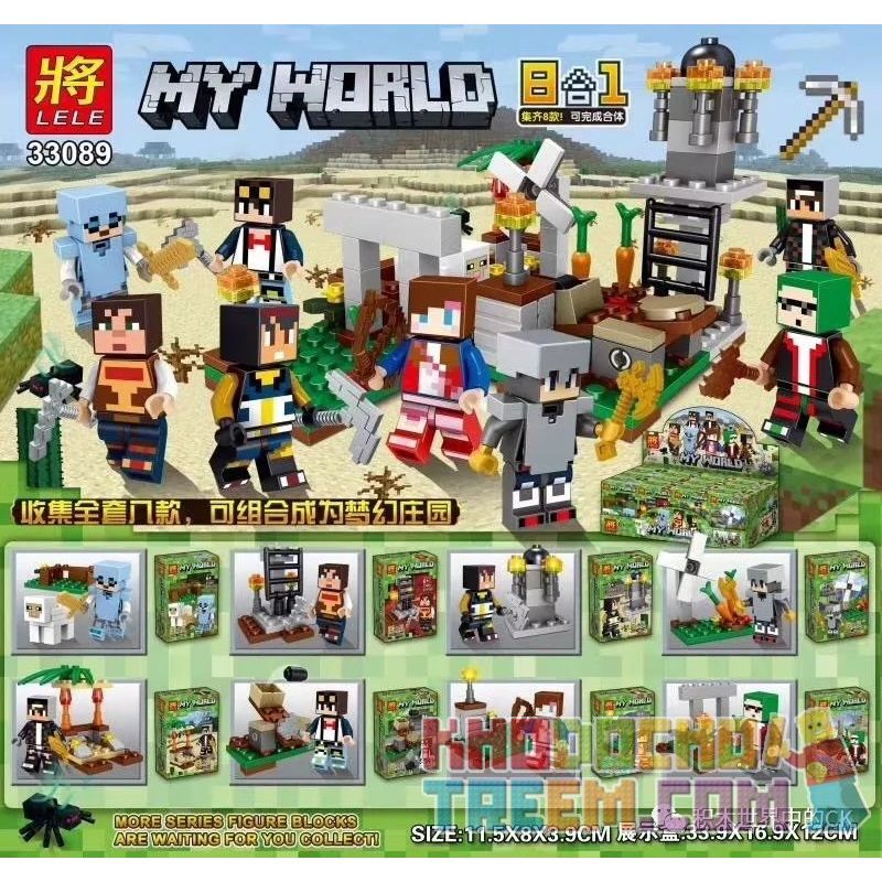 LELE 33089 non  DREAM MANOR 8 MẪU bộ đồ chơi xếp lắp ráp ghép mô hình Minecraft MY WORLD Game Xây Dựng