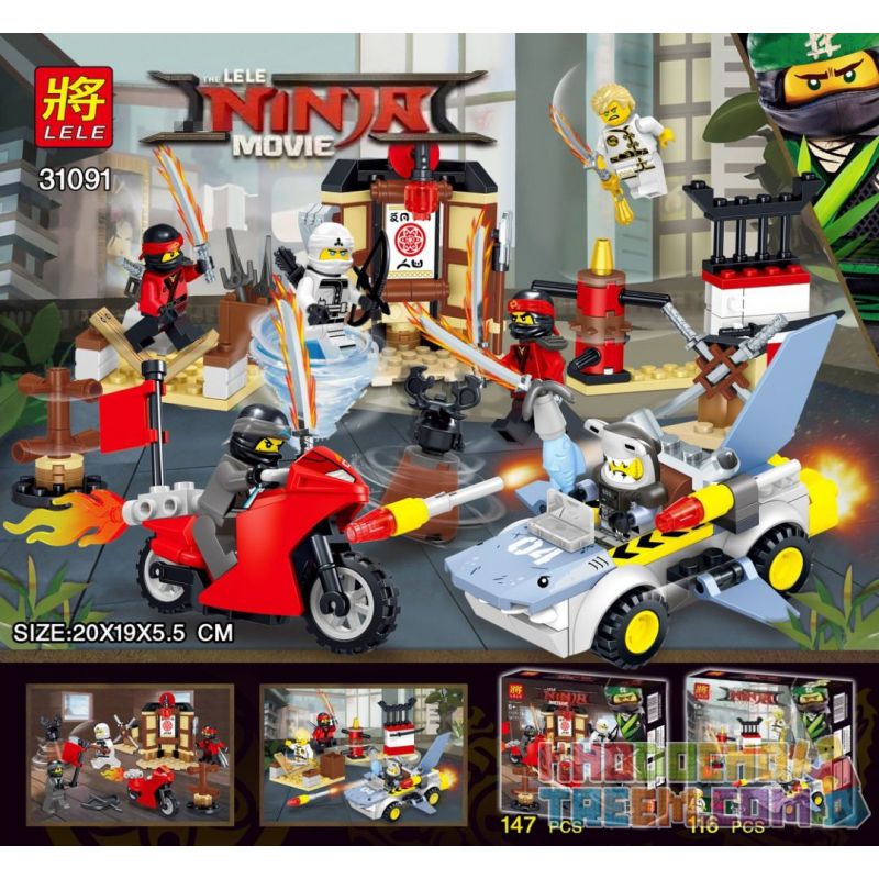 LELE 31091-1 31091-2 31091 non  NINJA VS. MINIFIGURE SCENE 2 bộ đồ chơi xếp lắp ráp ghép mô hình The  Ninjago Movie THE LELE NINJA MOVIE Ninja Lốc Xoáy 263 khối