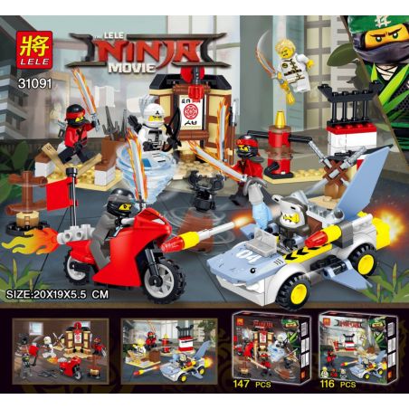 LELE 31091-1 31091-2 31091 non  NINJA VS. MINIFIGURE SCENE 2 bộ đồ chơi xếp lắp ráp ghép mô hình The  Ninjago Movie THE LELE NINJA MOVIE Ninja Lốc Xoáy 263 khối