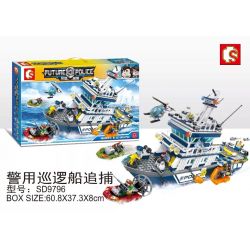 SEMBO WEKKI VIGGI SD9796 9796 non  CẢNH SÁT TÀU TUẦN TRA ĐUỔI THEO bộ đồ chơi xếp lắp ráp ghép mô hình Future Police Cảnh Sát Tương Lai 869 khối