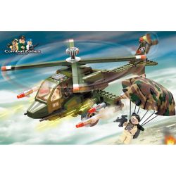 Enlighten 818 Qman 818 non  MÁY BAY TRỰC THĂNG bộ đồ chơi xếp lắp ráp ghép mô hình Military Army COMBATZONES HELICOPTER Quân Sự Bộ Đội 275 khối