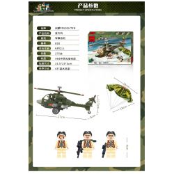 Enlighten 818 Qman 818 non  MÁY BAY TRỰC THĂNG bộ đồ chơi xếp lắp ráp ghép mô hình Military Army COMBATZONES HELICOPTER Quân Sự Bộ Đội 275 khối
