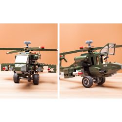 Enlighten 818 Qman 818 non  MÁY BAY TRỰC THĂNG bộ đồ chơi xếp lắp ráp ghép mô hình Military Army COMBATZONES HELICOPTER Quân Sự Bộ Đội 275 khối