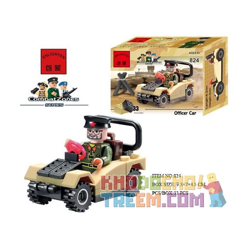 Enlighten 824 Qman 824 non  XE CÁN BỘ bộ đồ chơi xếp lắp ráp ghép mô hình Military Army COMBATZONES OFFICER CAR Quân Sự Bộ Đội 33 khối
