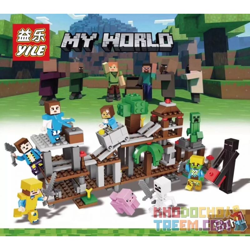 YILE 855A 856A 857A 858A 859A 860A 861A 862A non  8 CẢNH NHỎ NHỎ bộ đồ chơi xếp lắp ráp ghép mô hình Minecraft MY WORLD Game Xây Dựng