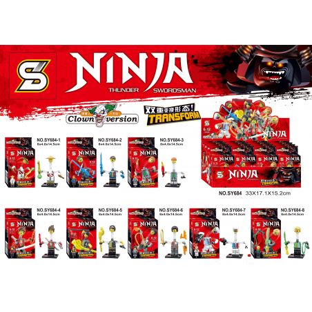 SHENG YUAN SY SY684 non  SPRINGMAN CLOWN EDITION 8 KIỂU MÁY bộ đồ chơi xếp lắp ráp ghép mô hình The  Ninjago Movie NINJA THUNDER SWORDSMAN CLOWN VERSION Ninja Lốc Xoáy