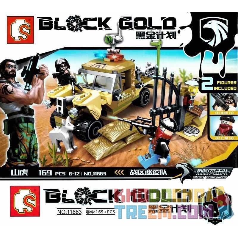 SEMBO 11663 non  TUẦN TRA NHÀ HÁT bộ đồ chơi xếp lắp ráp ghép mô hình Black Gold Cuộc Chiến Vàng Đen 169 khối