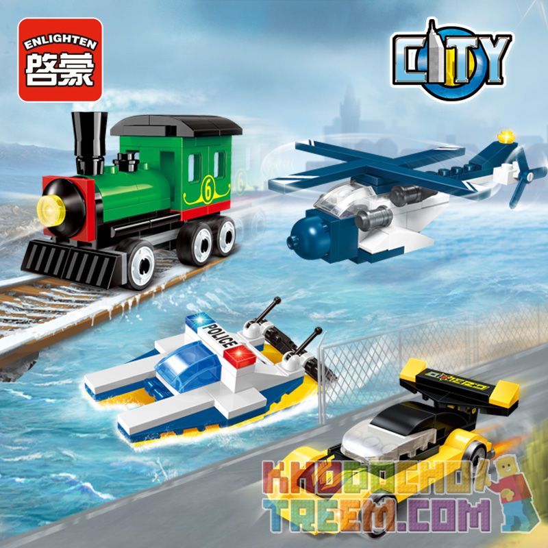 Enlighten 1233 1234 1235 1236 Qman 1233 1234 1235 1236 non  XE MINI 4 LOẠI TÀU CAO TỐC CẢNH SÁT HƠI NƯỚC SIÊU SẤM SÉT KUANG TRỰC THĂNG ĐẶC NHIỆM bộ đồ chơi xếp lắp ráp ghép mô hình Mini Modular Đường Phố Thu Nhỏ