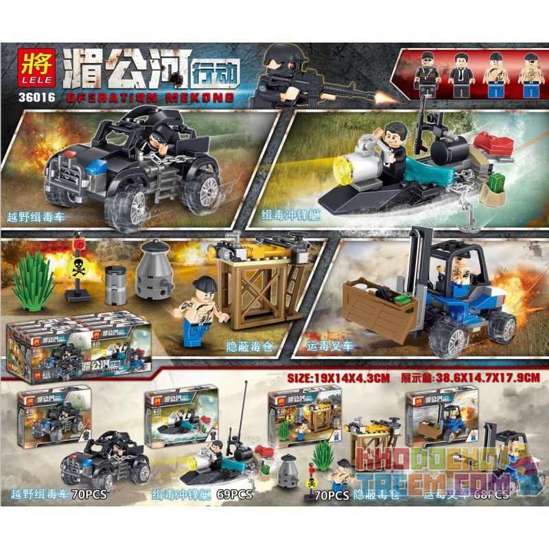 LELE 36016 non  4 CẢNH NHỎ OPERATION MEKONG bộ đồ chơi xếp lắp ráp ghép mô hình Đội Đặc Nhiệm Mekong 277 khối