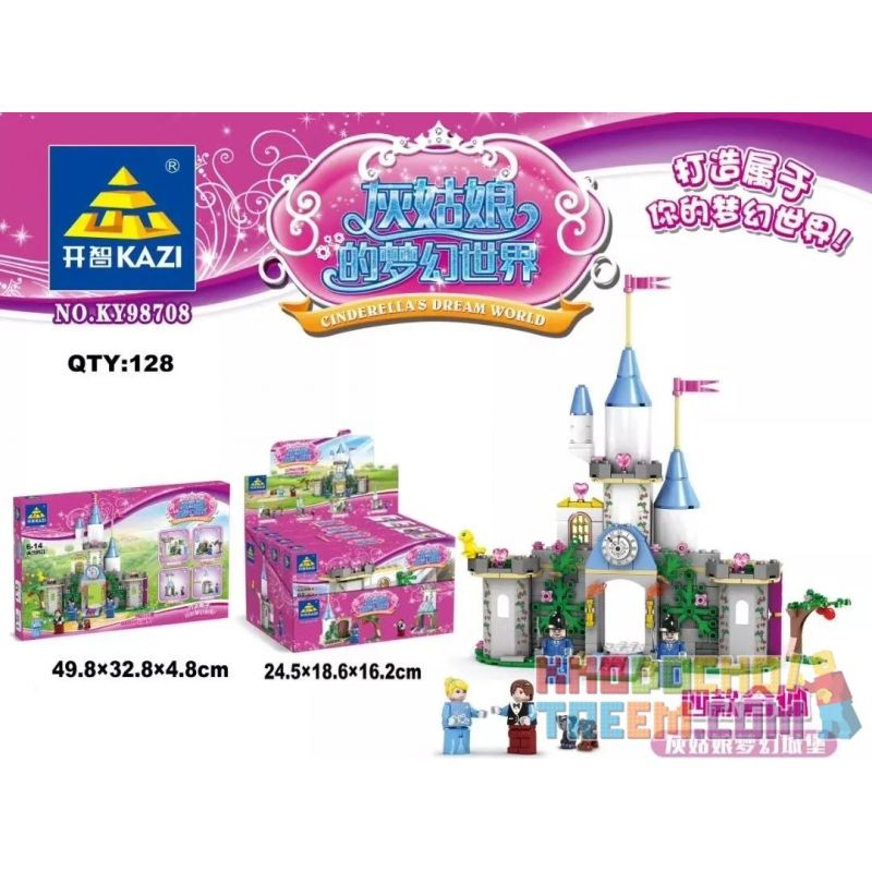 Kazi KY98708 98708 non  CINDERELLA DREAM CASTLE FOUR KẾT HỢP bộ đồ chơi xếp lắp ráp ghép mô hình Disney Princess CINDERELLA'S DREAM WORLD Công Chúa